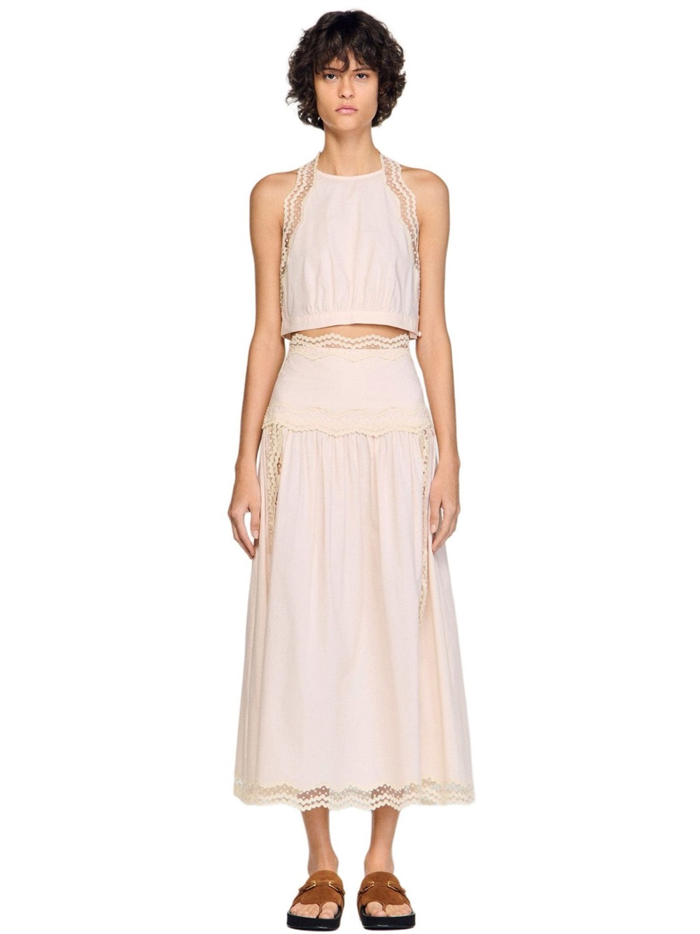 SANDRO outfit pink cotton trim SZ 1/ US4 $683 - Picture 2 of 14